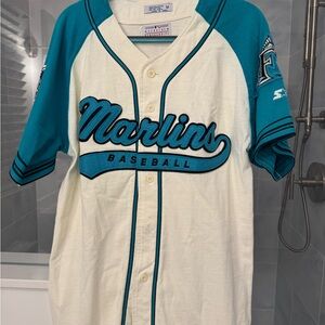 Marlins Baseball Shirt - Teal and White